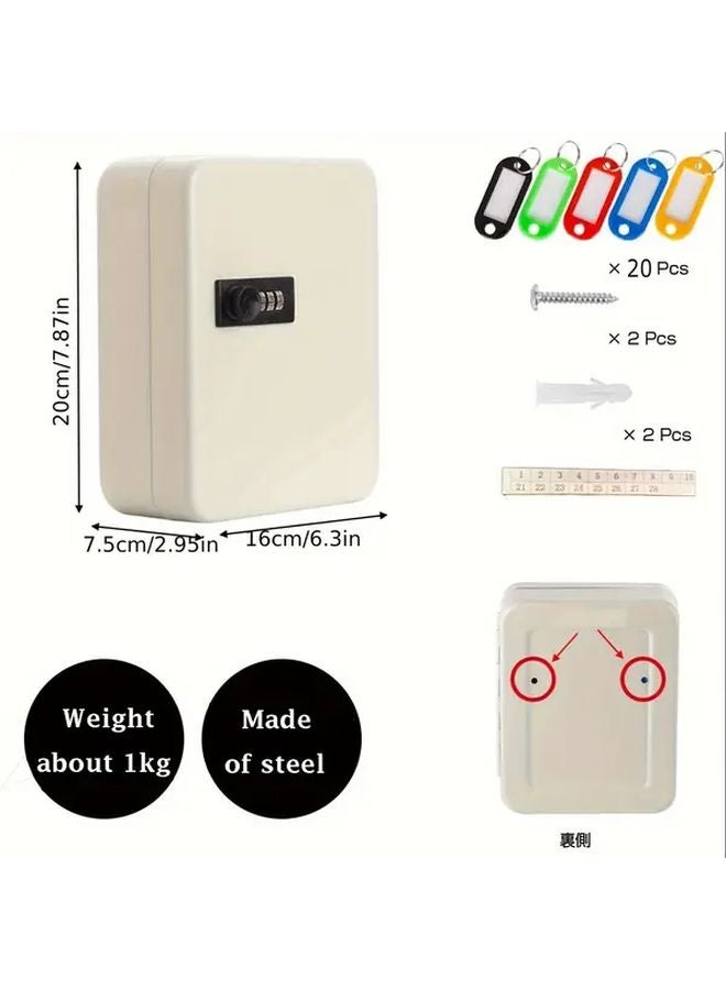 Black Key Box with 20 Keys PIN Code Dial Wall Mount for Home and Office - Image 2